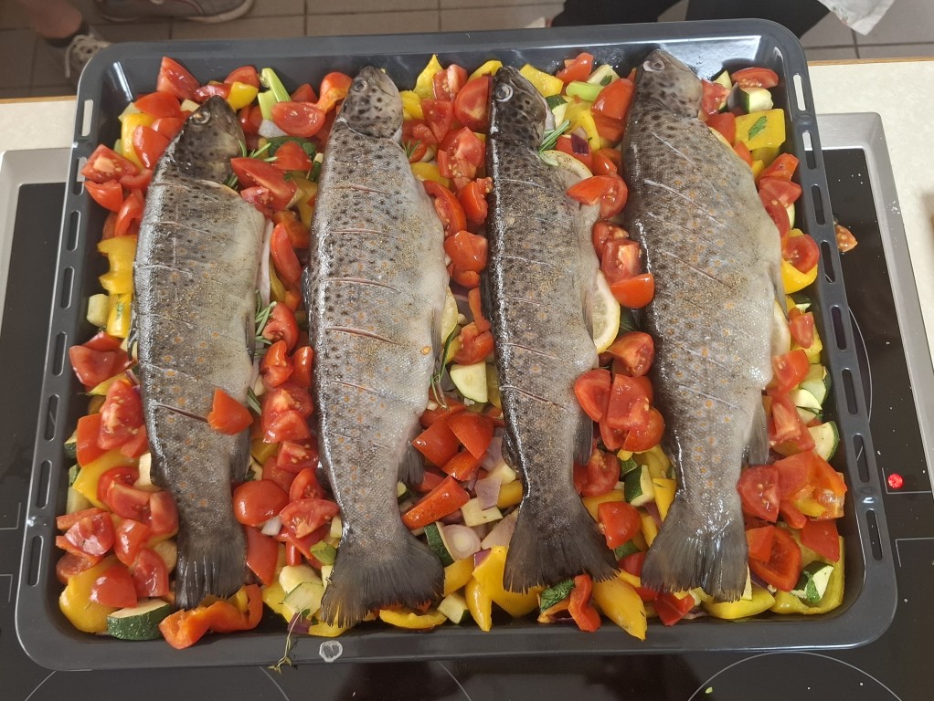 Forellen mit Gemüse